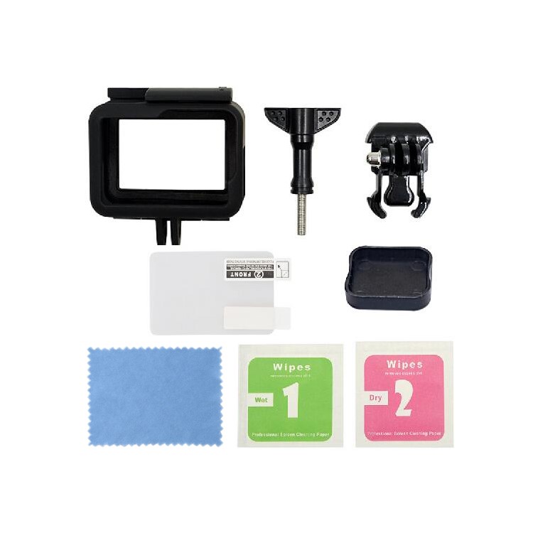 Housing Frame + Tempered-Glass Screen Protector + Lens Cap Cover Set for GoPro Hero 5 Action Camera-9