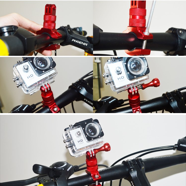 Rotary Aluminum Alloy Bicycle Bike Handlebar Mount Bracket for Gopro Hero 5 4 3 / XiaoYi Action Camera - Black-8