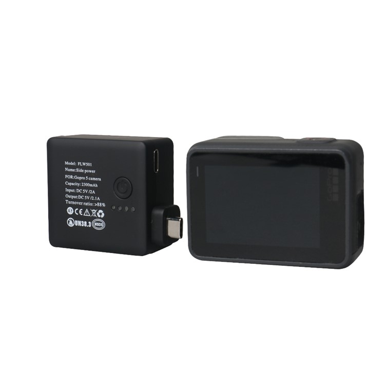 Waterproof Housing Case +2300mAh Side Power Backpack Extended Battery Kit for GoPro Hero 5-10