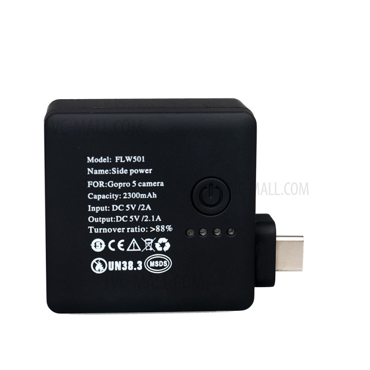 Waterproof Housing Case +2300mAh Side Power Backpack Extended Battery Kit for GoPro Hero 5-14