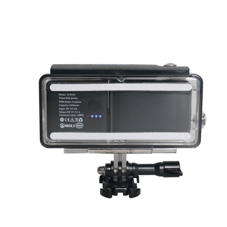 Waterproof Housing Case +2300mAh Side Power Backpack Extended Battery Kit for GoPro Hero 5-3