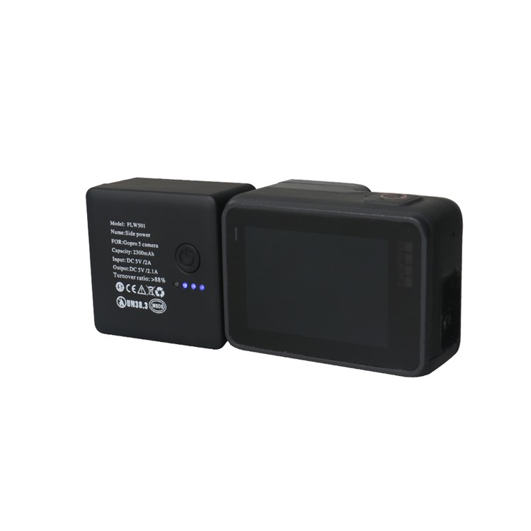 Waterproof Housing Case +2300mAh Side Power Backpack Extended Battery Kit for GoPro Hero 5-9