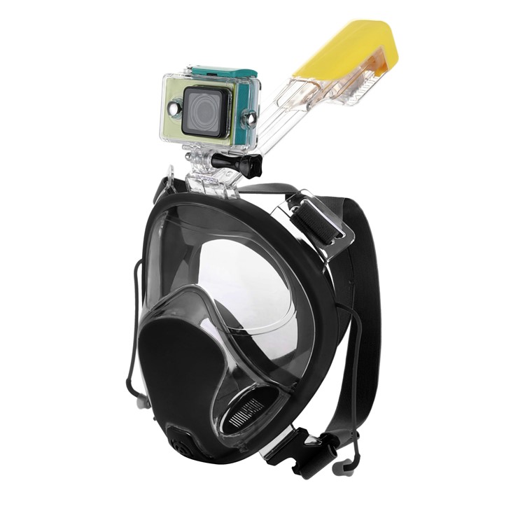 AT697 180-degree Full Face Snorkel Mask with Earplugs for GoPro Xiaomi Yi Camera Diving Set - Grey / Size: L/XL-10