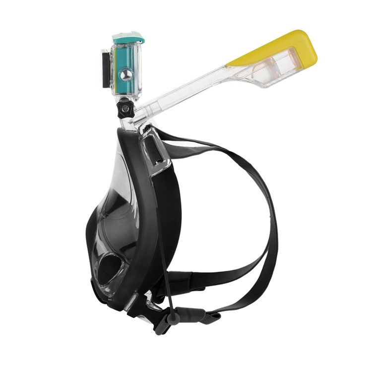 AT697 180-degree Full Face Snorkel Mask with Earplugs for GoPro Xiaomi Yi Camera Diving Set - Grey / Size: L/XL-11