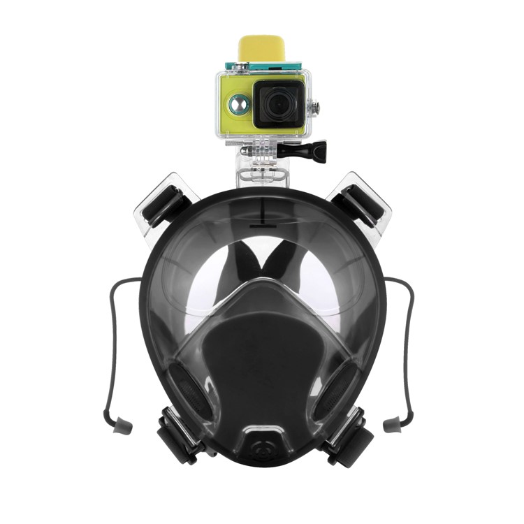AT697 180-degree Full Face Snorkel Mask with Earplugs for GoPro Xiaomi Yi Camera Diving Set - Grey / Size: L/XL-7