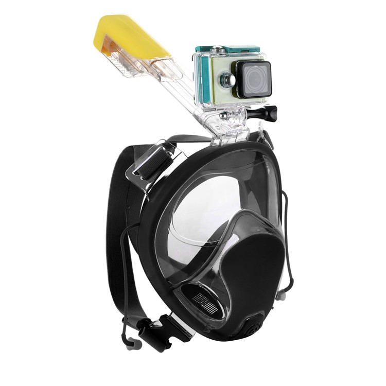 AT697 180-degree Full Face Snorkel Mask with Earplugs for GoPro Xiaomi Yi Camera Diving Set - Grey / Size: L/XL-8