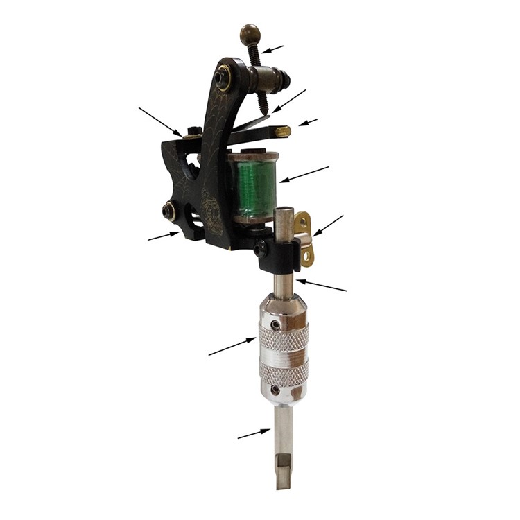 Professional Cast Iron Liner Tattoo Machine 10 Wrap Coils 28000 R/Min - Black-4