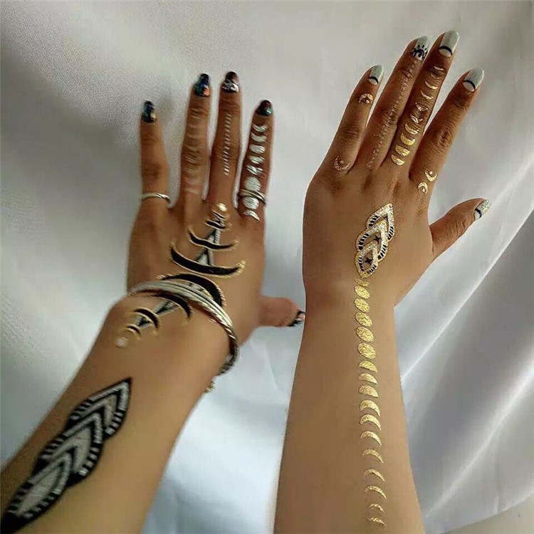4Pcs/Set Tattoo Exclusive Waterproof Tattoo Stickers Geometric Body Art Tattoo Paper-8