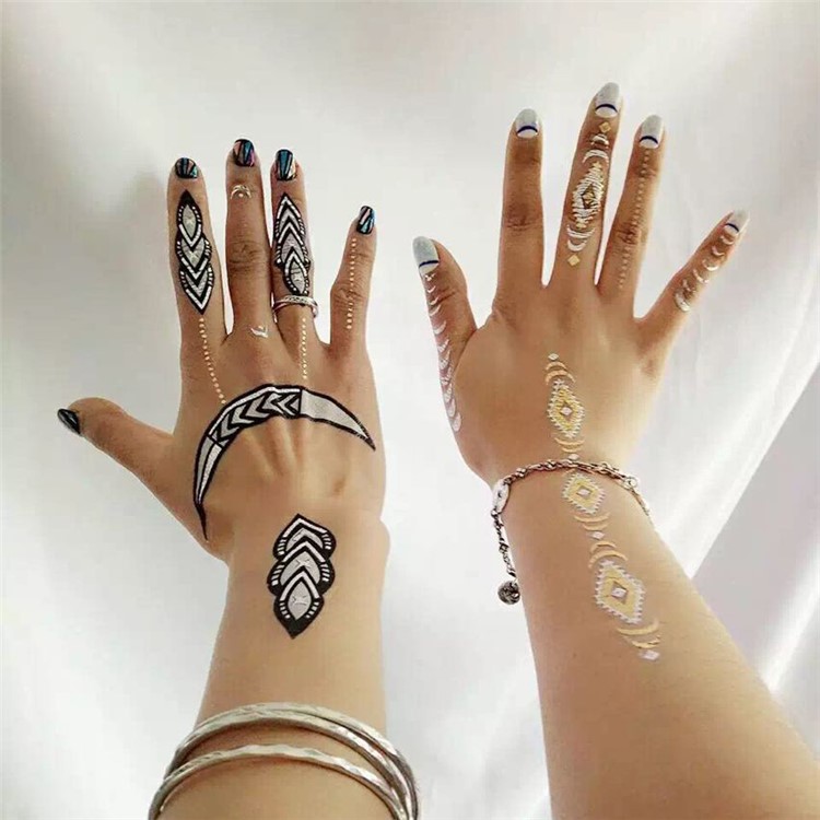4Pcs/Set Tattoo Exclusive Waterproof Tattoo Stickers Geometric Body Art Tattoo Paper-9