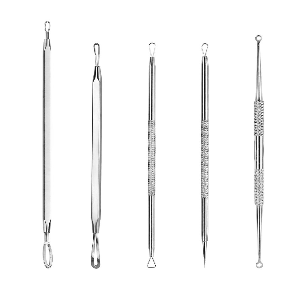 5pcs/conjunto Removedor de Cravo Pimple Popper Tool Kit Professional Profissional Aço Inoxidável Pimples Comedona Ferramenta de Remoção de Extrator-3