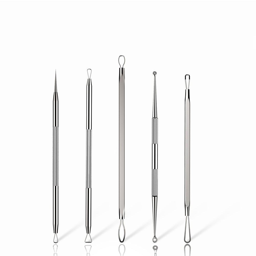 5pcs/conjunto Removedor de Cravo Pimple Popper Tool Kit Professional Profissional Aço Inoxidável Pimples Comedona Ferramenta de Remoção de Extrator-9