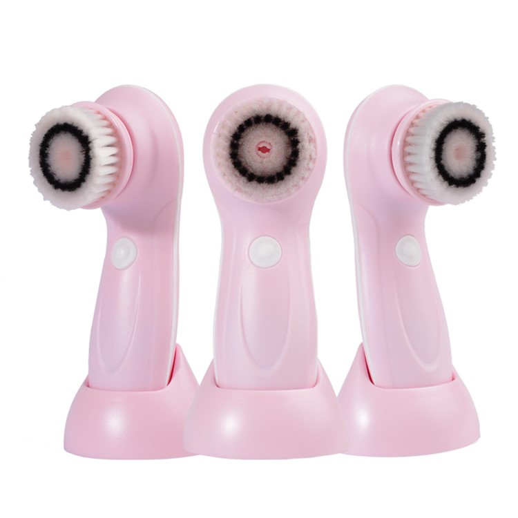 Rechargeable 2 Modes Facial Cleaning Brush Face Cleaner Set - Pink-1