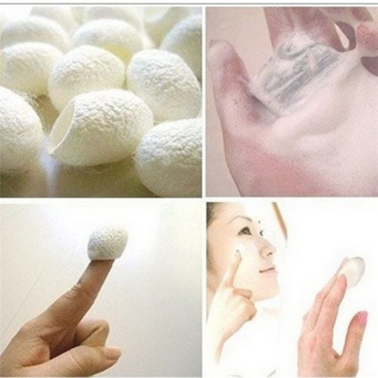 100Pcs/Set Natural Silkworm Cocoons Scrub Balls Facial Beauty Tool-4