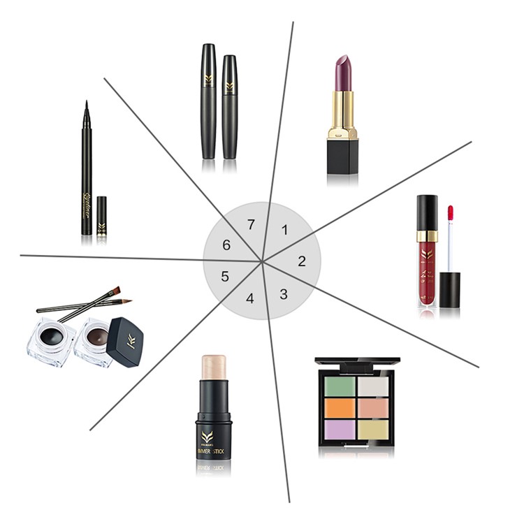 HUAMIANLI T7-1 7Pcs Makeup Set Cosmetic Kit Lipstick Lip Gloss Concealer Shimmer Stick Eyeliner Gel Mascara Etc.-2