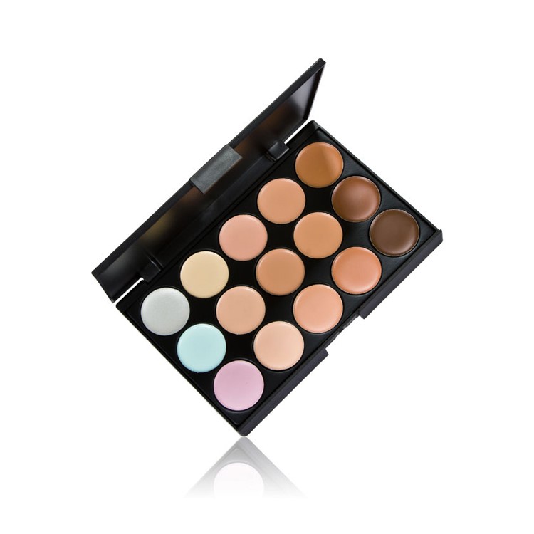 HUAMIANLI 15 Colors Makeup Concealer Contour Palette + Makeup Brush + Water Drop Sponge Puff-6
