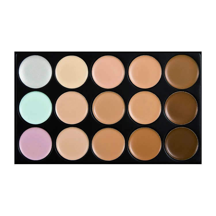 HUAMIANLI 15 Colors Makeup Concealer Contour Palette + Makeup Brush + Water Drop Sponge Puff-8