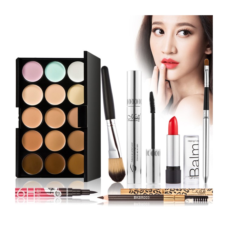 HUAMIANLI 6PCS Cosmetic Makeup Set with Eyebrow Pencil/Eyeliner Pencil/Eyeliner/Lipstick/Eyebrow Powder/Mascara-1