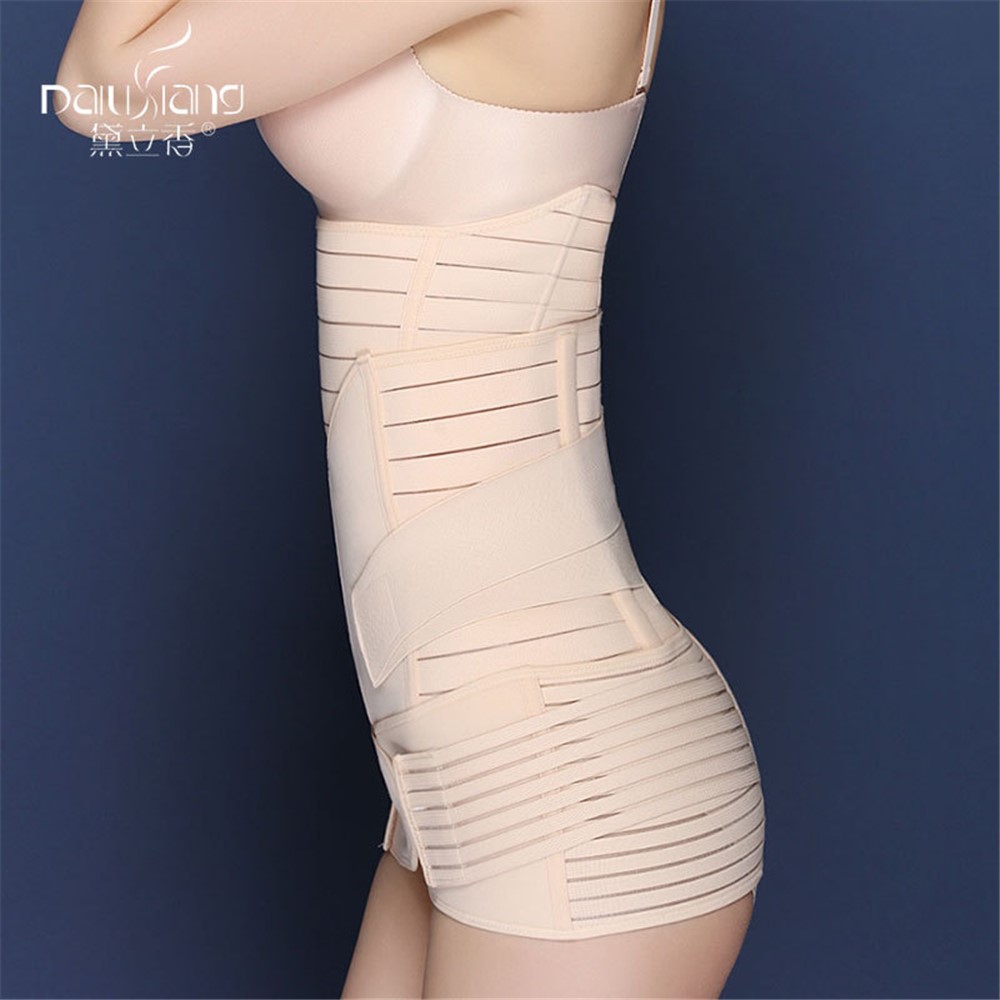 Premium 3-in-1 Set Belly/Waist/Pelvis Belt Postpartum Slimming Corset - Size: M-3
