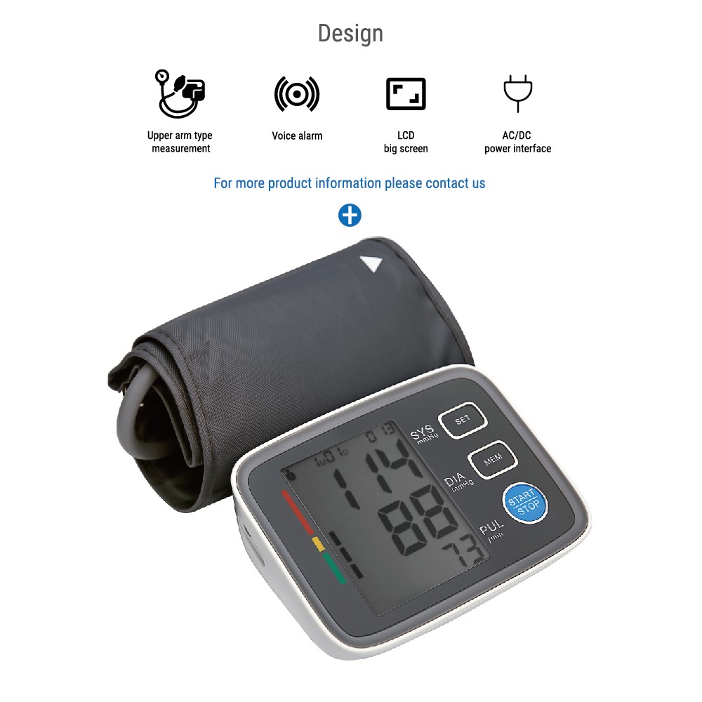 U80EH FDA LCD Upper Arm Automatic Blood Pressure Monitor Measurement Heart Beat Meter Tonometer-4