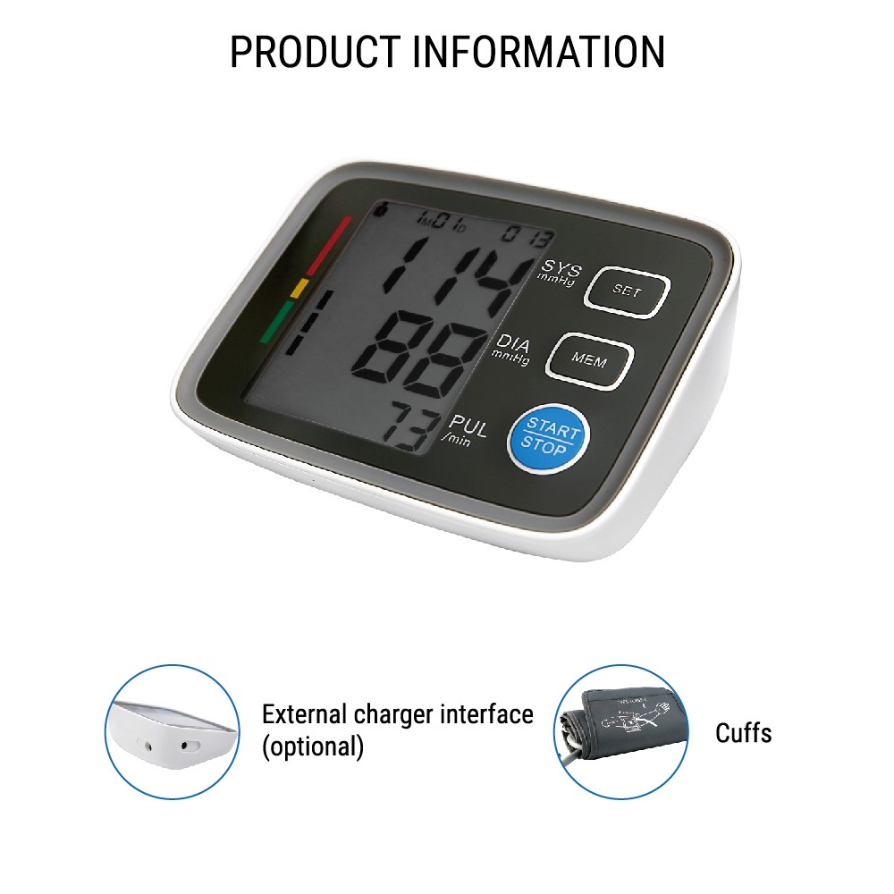 U80EH FDA LCD Upper Arm Automatic Blood Pressure Monitor Measurement Heart Beat Meter Tonometer-6