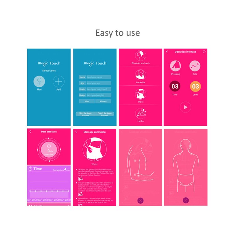 LERAVAN Portable Smart Massager 5 Modes Magic Touch Pad Sticker App Control Massage Tool-9