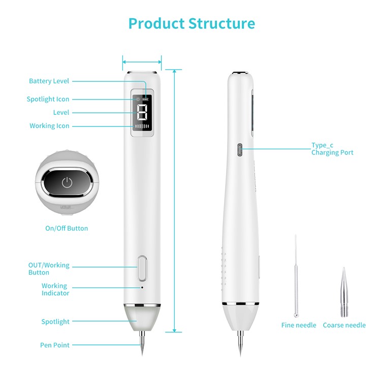 XPREEN XPRE061 Removedor De Manchas Oscuras Tatuaje De Verrugas Mole Topo Removedor Con Pantalla LCD Y Foco-9