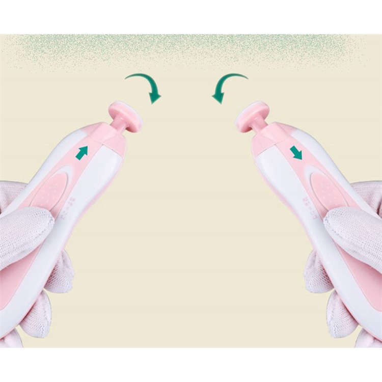Electric Baby Nail Clipper with 6 Grinding Heads Built-in LED Light - Pink-2