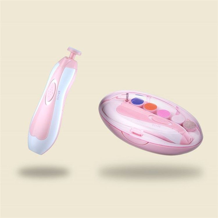 Electric Baby Nail Clipper with 6 Grinding Heads Built-in LED Light - Pink-3