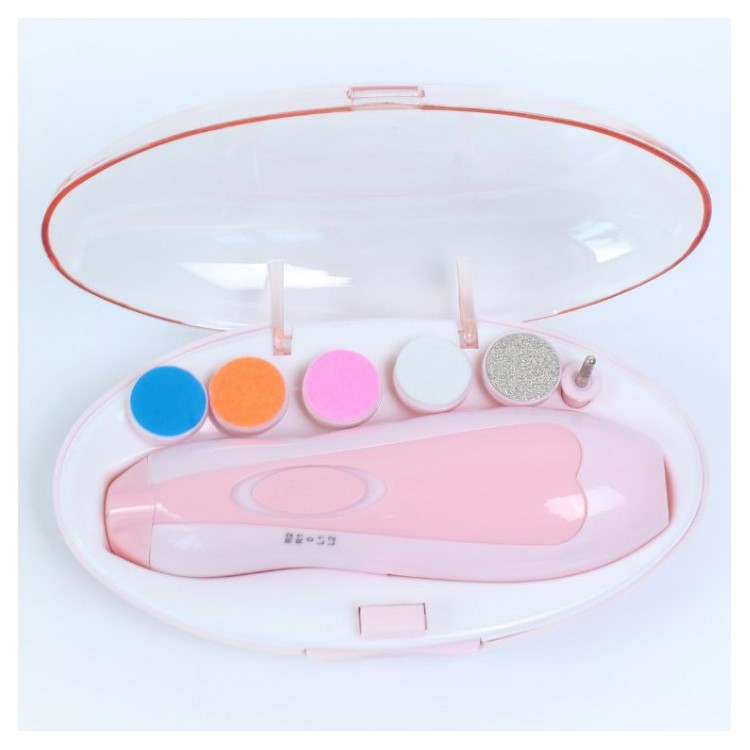 Electric Baby Nail Clipper with 6 Grinding Heads Built-in LED Light - Pink-4