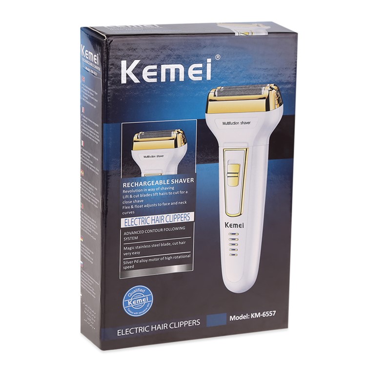 KEMEI KM-6557 Professional Electric Rechargeable Shaver & Nose Trimmer Beard Hair Clipper-11