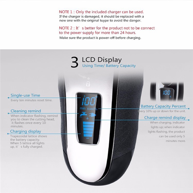 KEMEI KM-5598 4D Electric Shaver 4-Blade Cordless Electric Razor Wet or Dry Shaver Operation - US Plug-10