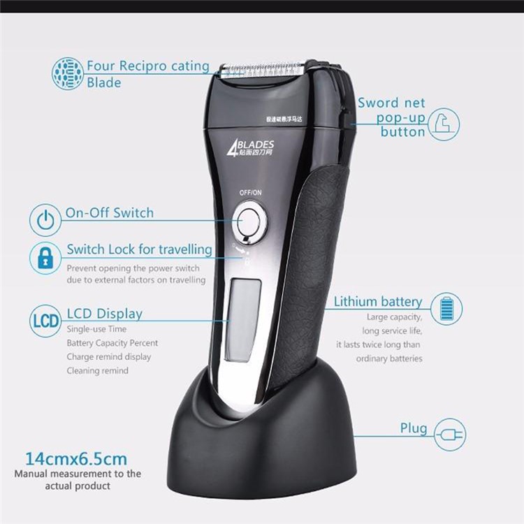 KEMEI KM-5598 4D Electric Shaver 4-Blade Cordless Electric Razor Wet or Dry Shaver Operation - US Plug-13