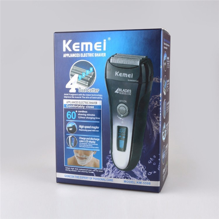 KEMEI KM-5598 4D Electric Shaver 4-Blade Cordless Electric Razor Wet or Dry Shaver Operation - US Plug-14
