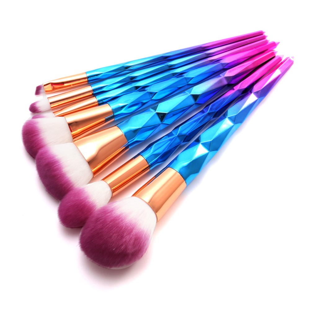 7 Unids / Set Cepillo Pinceles De Maquillaje Set Rhinestone Coloridas Herramientas De Cepillo De Base De Polvo Cosmético-1