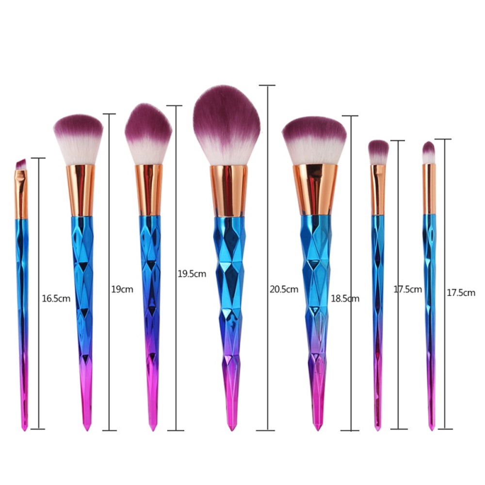 7 Unids / Set Cepillo Pinceles De Maquillaje Set Rhinestone Coloridas Herramientas De Cepillo De Base De Polvo Cosmético-3
