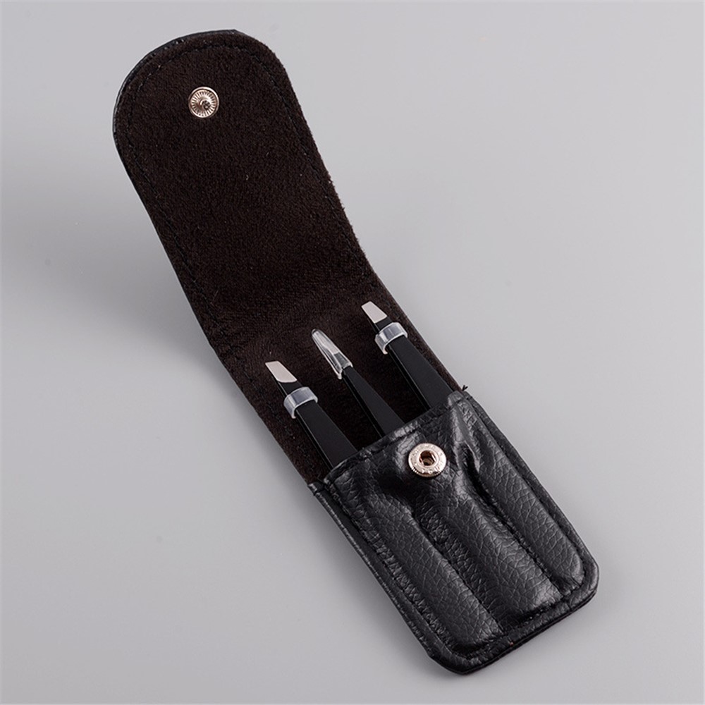 High Quality Stainless Steel Tweezers Set for Eyebrow, Splinter and Ingrown Hair Removal - Black-4