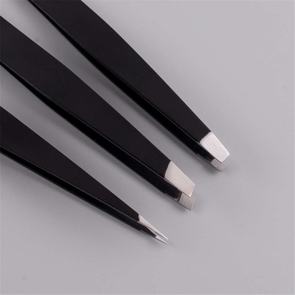 High Quality Stainless Steel Tweezers Set for Eyebrow, Splinter and Ingrown Hair Removal - Black-7