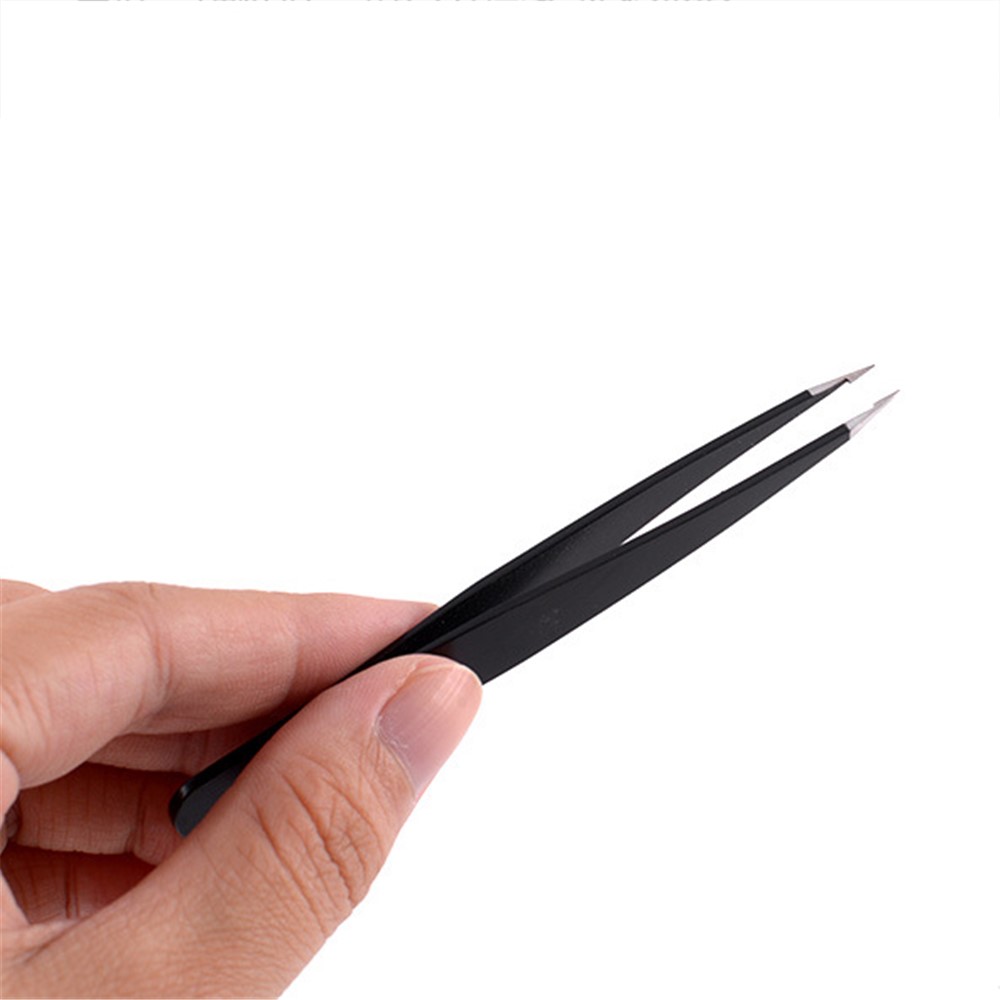 High Quality Stainless Steel Tweezers Set for Eyebrow, Splinter and Ingrown Hair Removal - Black-9