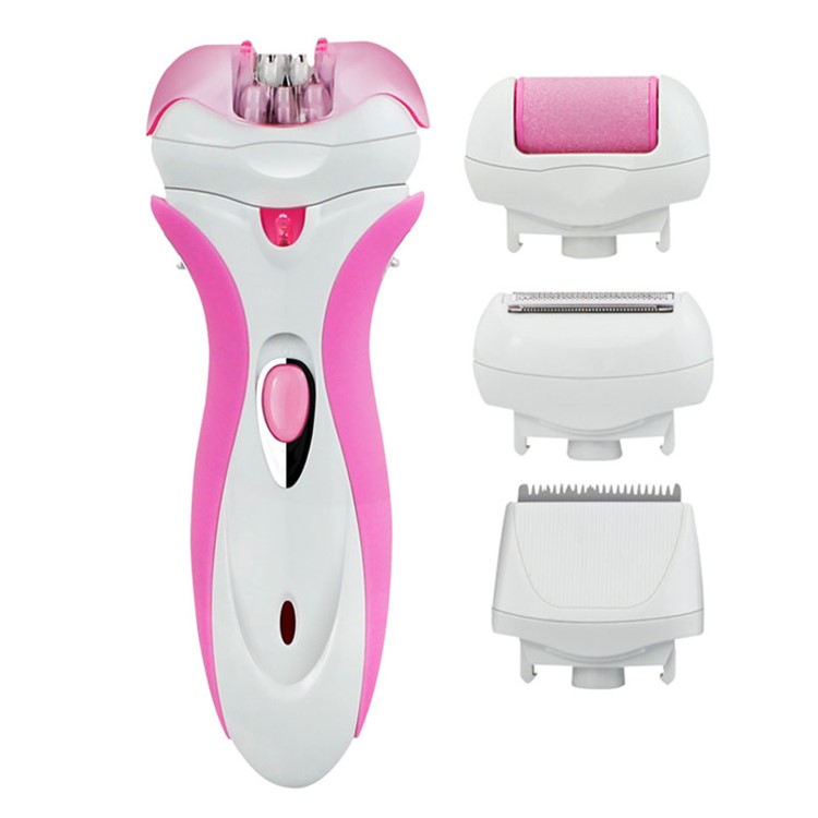 4-in-1 Rechargeable Cordless Electric Shaver Hair Removal Epilator Foot Callus Remover - Pink / EU Plug-3