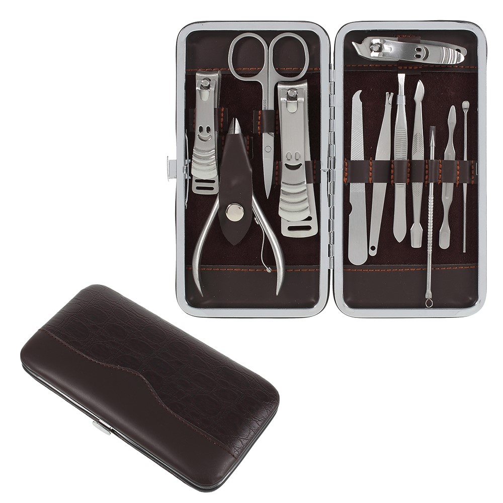 12-in-1 Portatile Manicure Pedicure Set Sorridente Tagliaunghie Scissor Pick Pick Tool Tool Kit-1