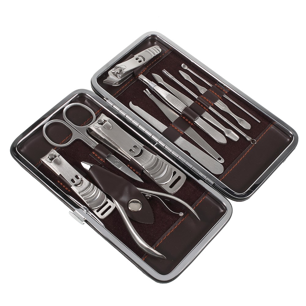 12-in-1 Portatile Manicure Pedicure Set Sorridente Tagliaunghie Scissor Pick Pick Tool Tool Kit-2