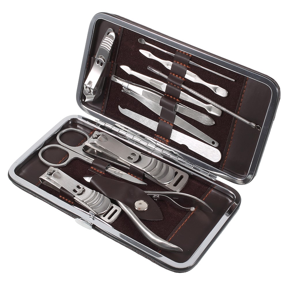 12-in-1 Portatile Manicure Pedicure Set Sorridente Tagliaunghie Scissor Pick Pick Tool Tool Kit-3