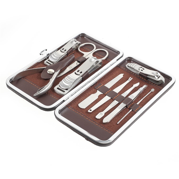 10-in-1 Portable Manicure Pedicure Set Smiling 3 Nail Clippers Scissor Cuticle Trimmer Clean Tool Kit-2