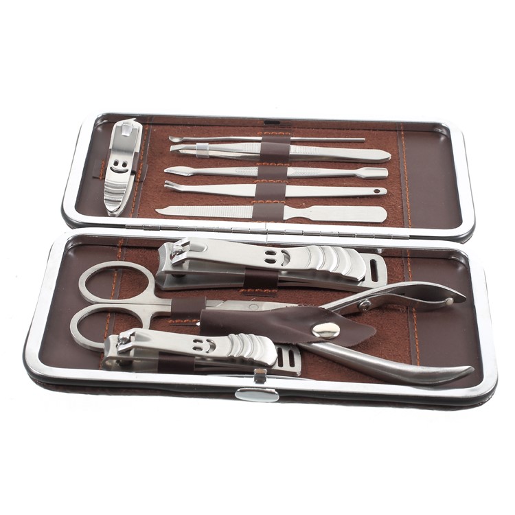 10-in-1 Portable Manicure Pedicure Set Smiling 3 Nail Clippers Scissor Cuticle Trimmer Clean Tool Kit-3