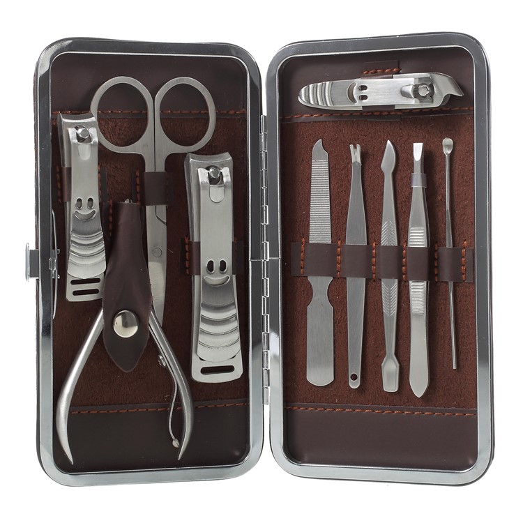 10-in-1 Portable Manicure Pedicure Set Smiling 3 Nail Clippers Scissor Cuticle Trimmer Clean Tool Kit-4