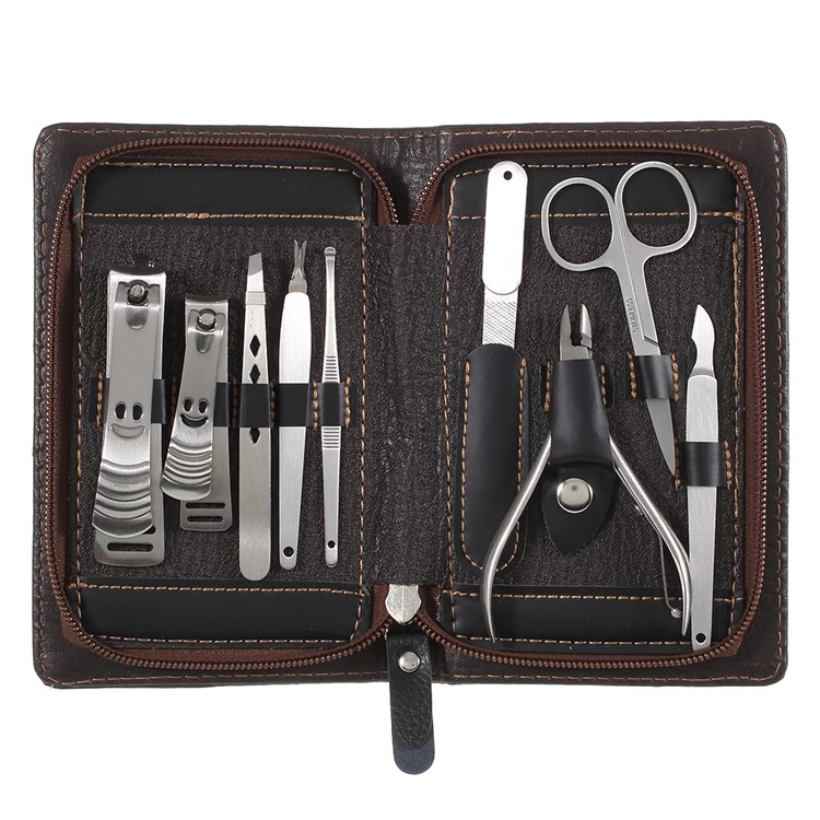 9-in-1 2 Smiling Nail Clippers Scissors Dead Skin Plier Ear Pick Cleaner Grooming Tool Set-1