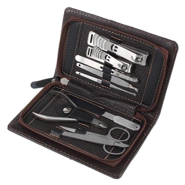9-in-1 2 Smiling Nail Clippers Scissors Dead Skin Plier Ear Pick Cleaner Grooming Tool Set-2