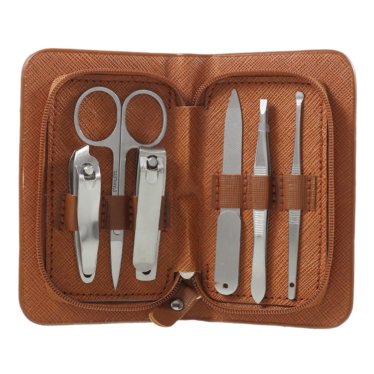 6 in 1 Manicure Set Scissor Tweezer Knife Ear Pick Utility Nail Clipper Grooming Kit-1