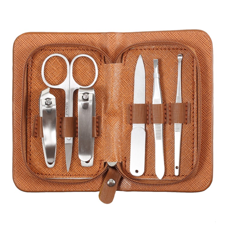 6 in 1 Manicure Set Scissor Tweezer Knife Ear Pick Utility Nail Clipper Grooming Kit-3