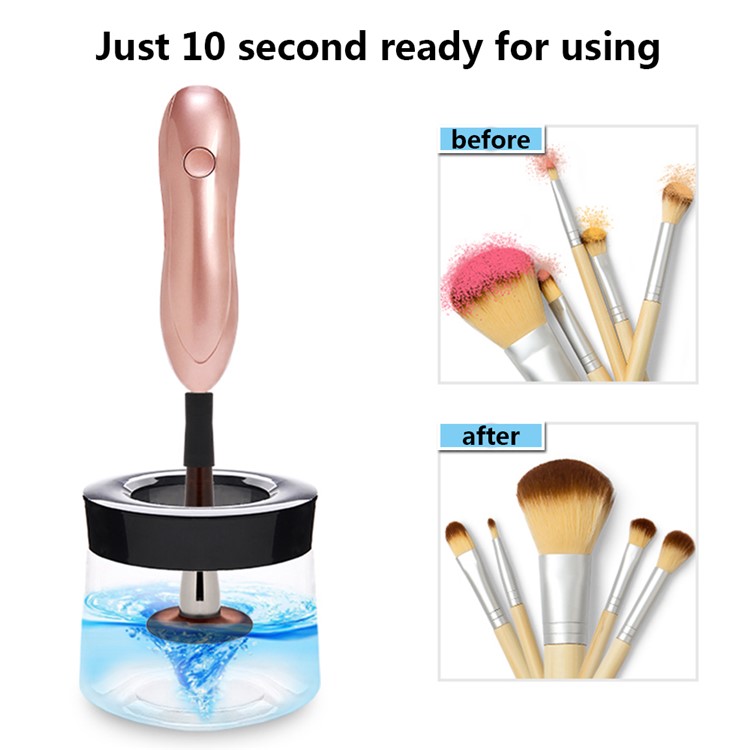 Three-mode Adjustable Rechargeable Makeup Brush Dryer Cleaner - Rose Gold-4